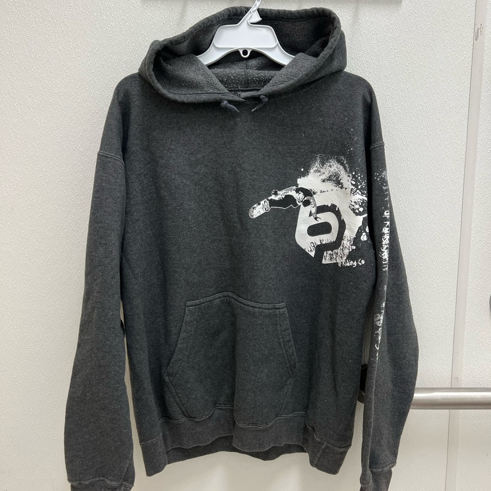 Vintage 90’s Ocean Pacific Grey Hoodie Big Screen Print Rare Essential Size L